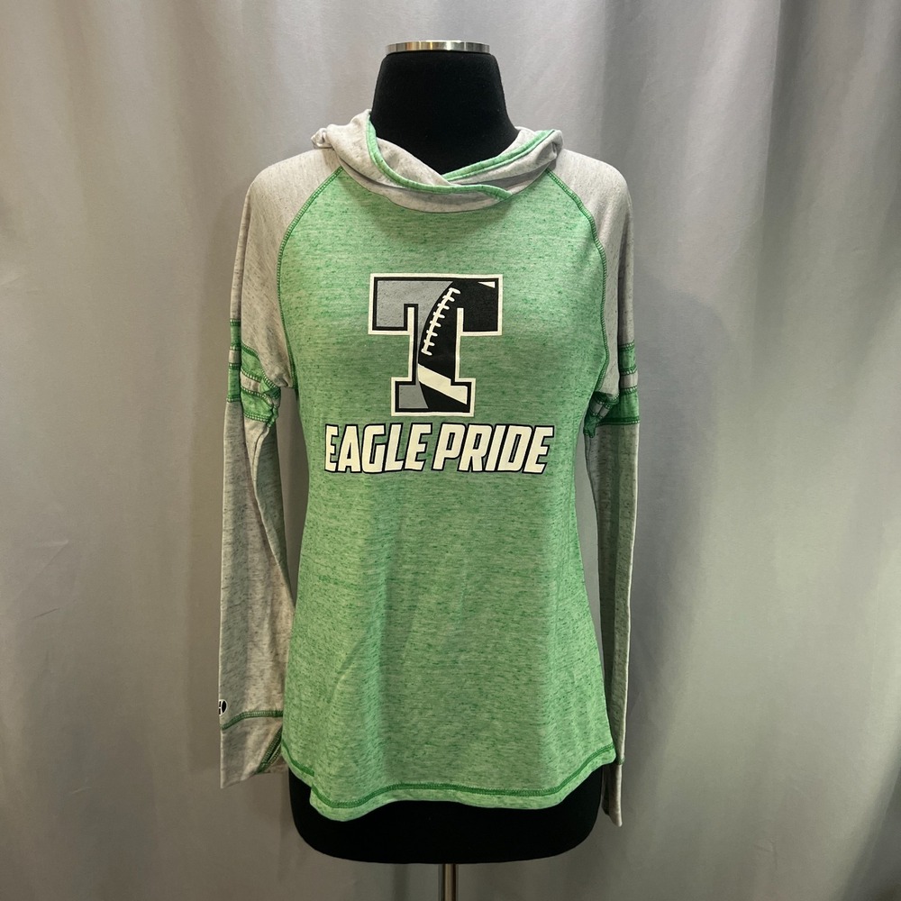Holloway Top Womens Medium Gray Green Eagle Pride Graphic Hooded Everyday Wear